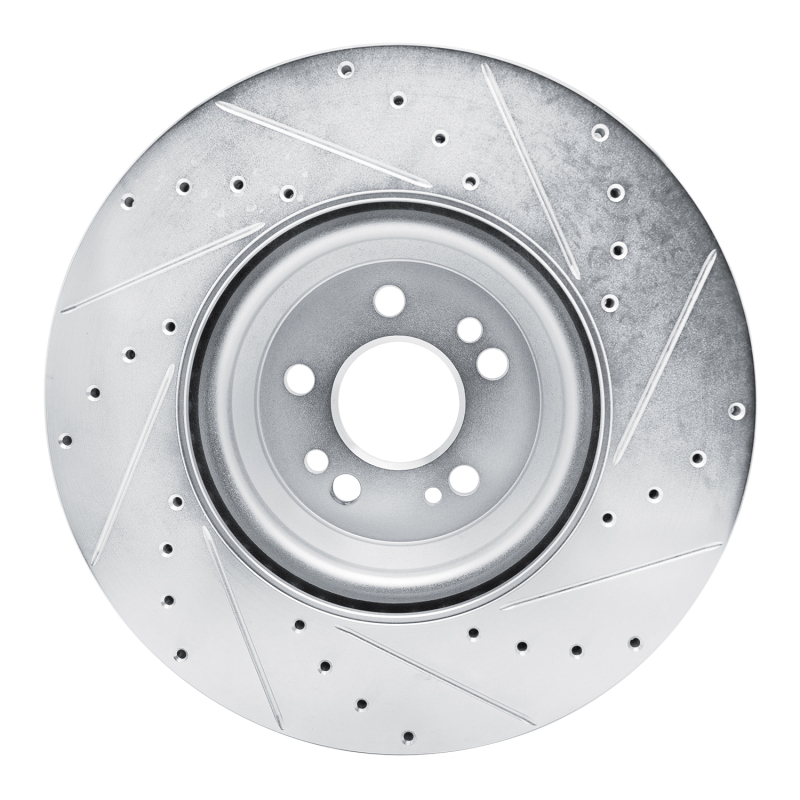 Mercedes-Benz GLE350 Brake Rotor (1) - Front Left - R1 Concepts - Drilled & Slotted - Silver - `20-`25